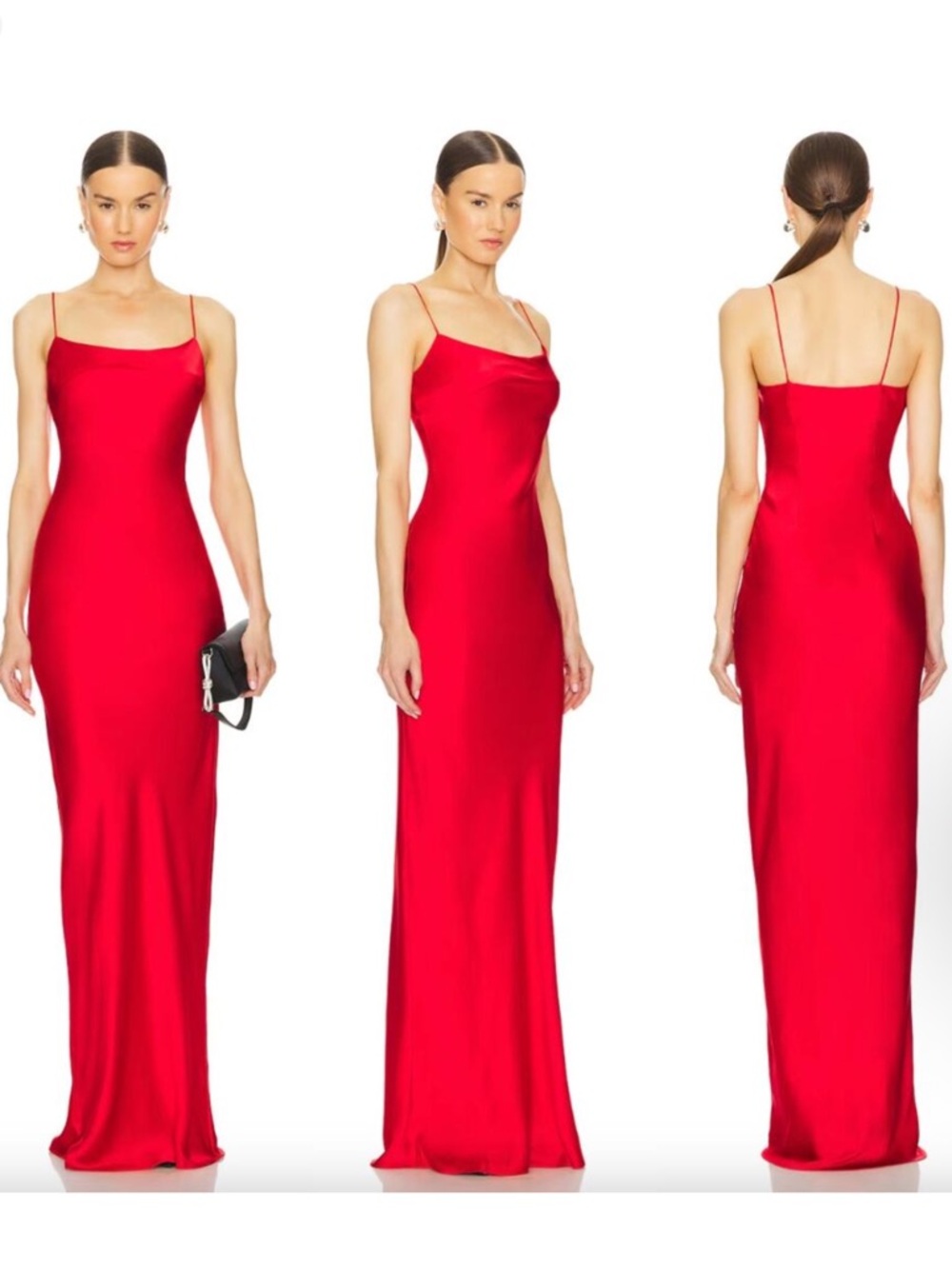 Lovers + Friends Mischa Gown Bright Red Satin Slip Evening Dress Small